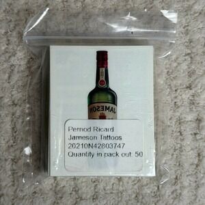 Jameson Irish Whiskey Temporary Tattoos Bulk Pack of 50 Pernod Ricard Promo